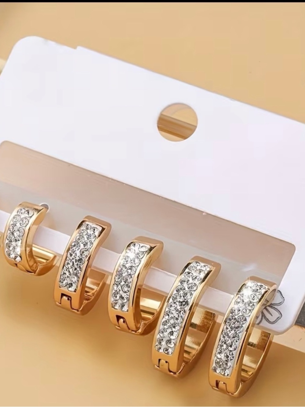 Gold Crystal Pavé Huggie Earrings Set - Women's Jewelry